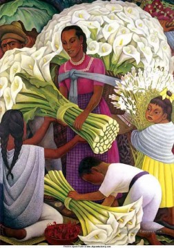 Fleurs décoratives modernes œuvres - le vendeur de fleurs Diego Rivera